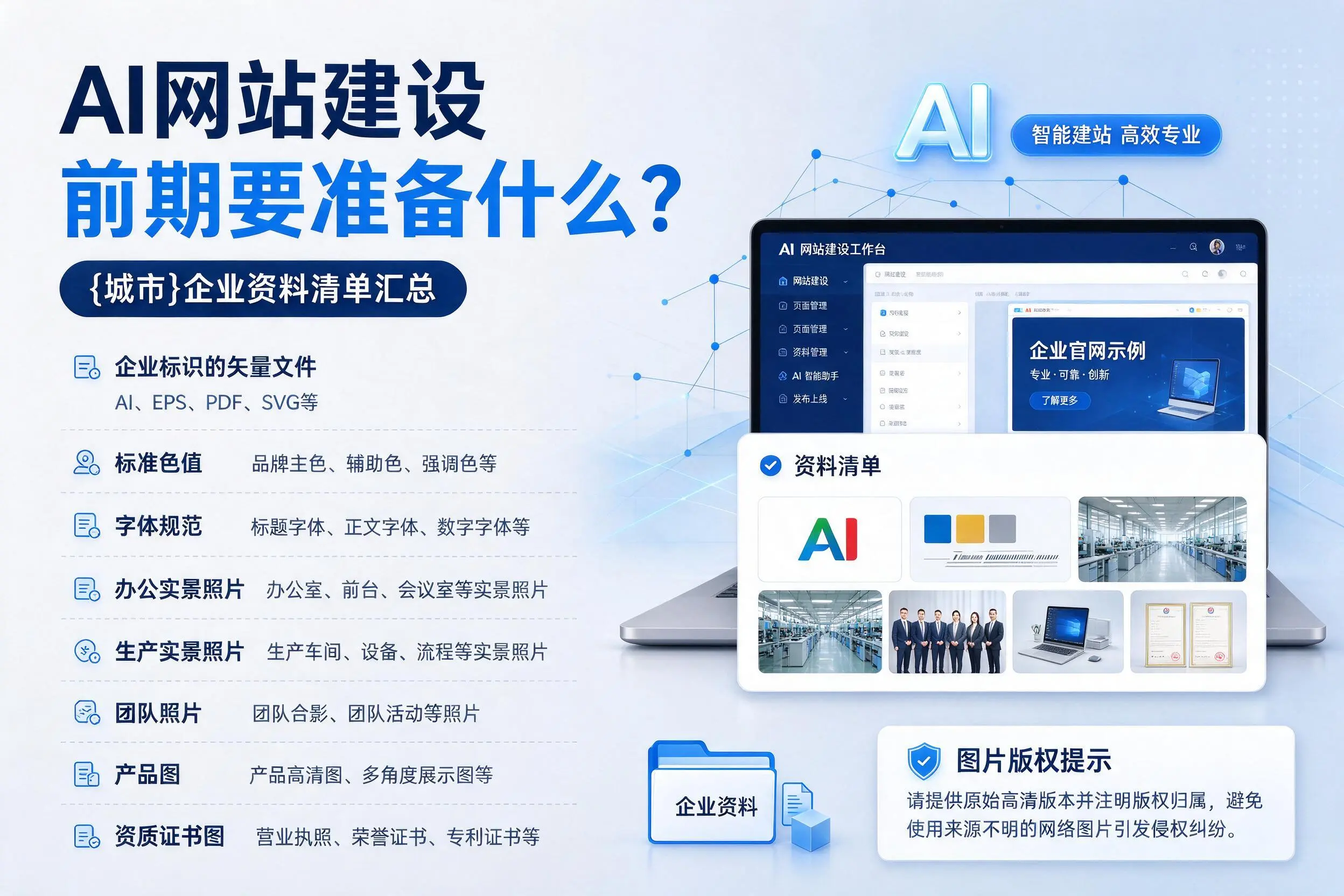 AI网站建设前期要准备什么？朔州企业资料清单汇总